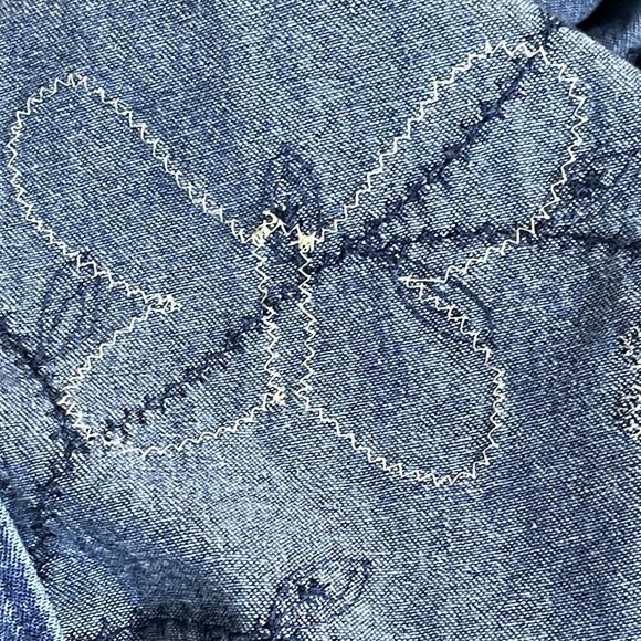 New Direction Denim Jacket Embroidered Floral Butterfly Appliqué Women XL‎ Funky - Picture 7 of 8